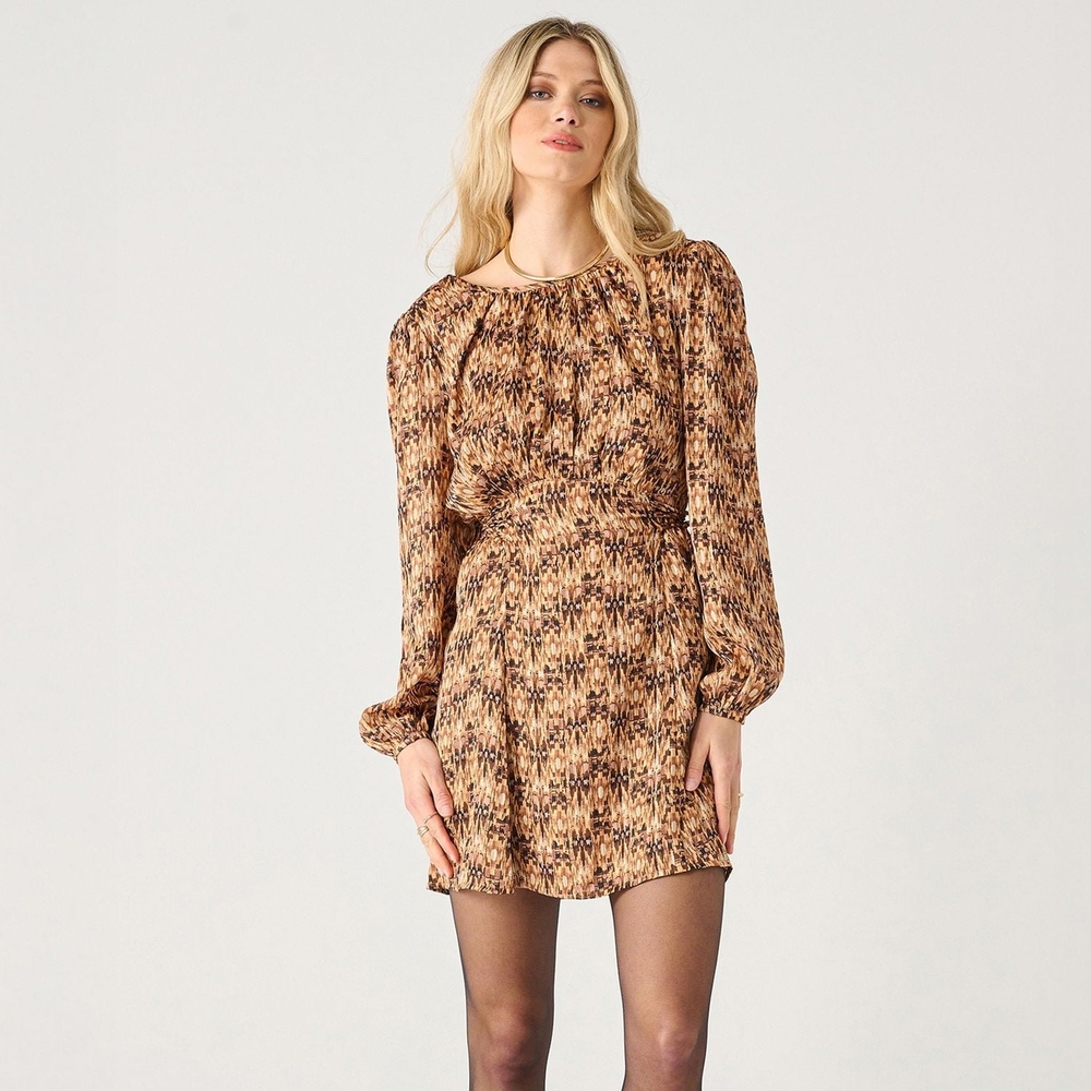 Black Tape_ Brown and Tan Patterned Garment